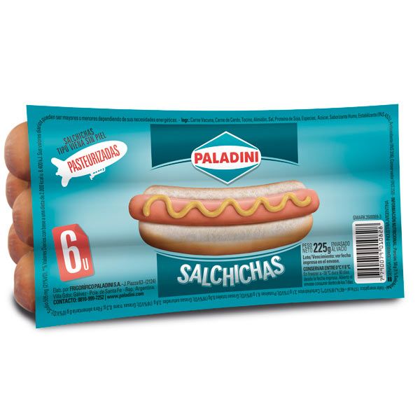Salchichas Paladini 6 Unidades x 225 g.